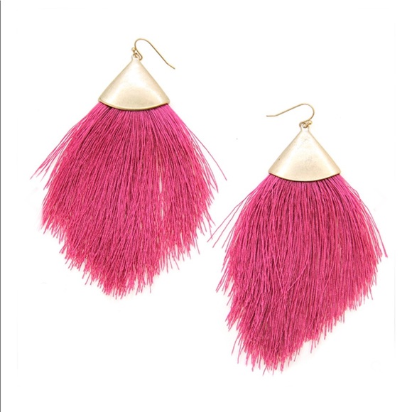 Jewelry - Tassel Fan Earrings - Pink